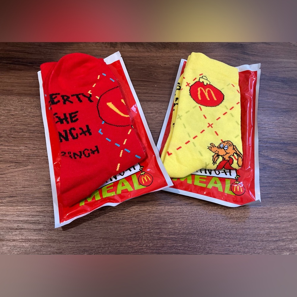 McDonald's Yellow and Red Grinch Socks - Picture 3 of 3